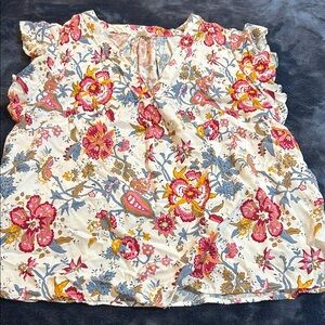 Nicole Miller Floral Blouse - Pink and Blue